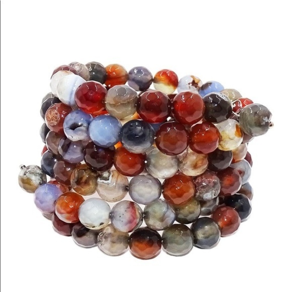 Savvy Cie MultiColor Real Agate Coil Wrap Bracelet